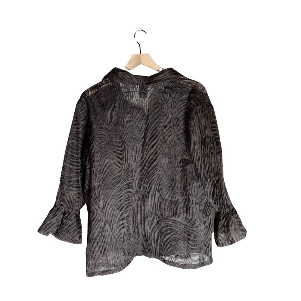 City Knits Shear Button Blouse Zebra Print - Size L - Picture 2 of 4